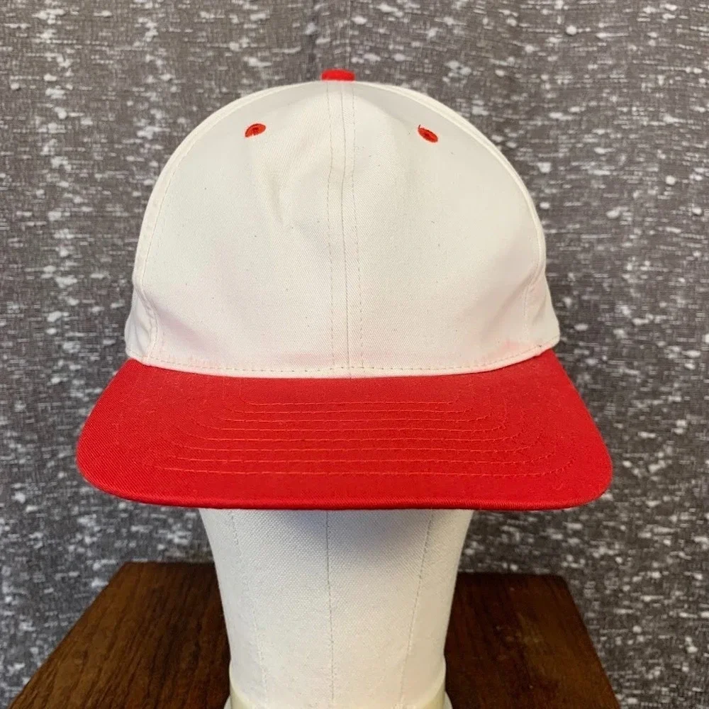 Vintage‎ Headmost Blank Red & White Snapback Cap Hat